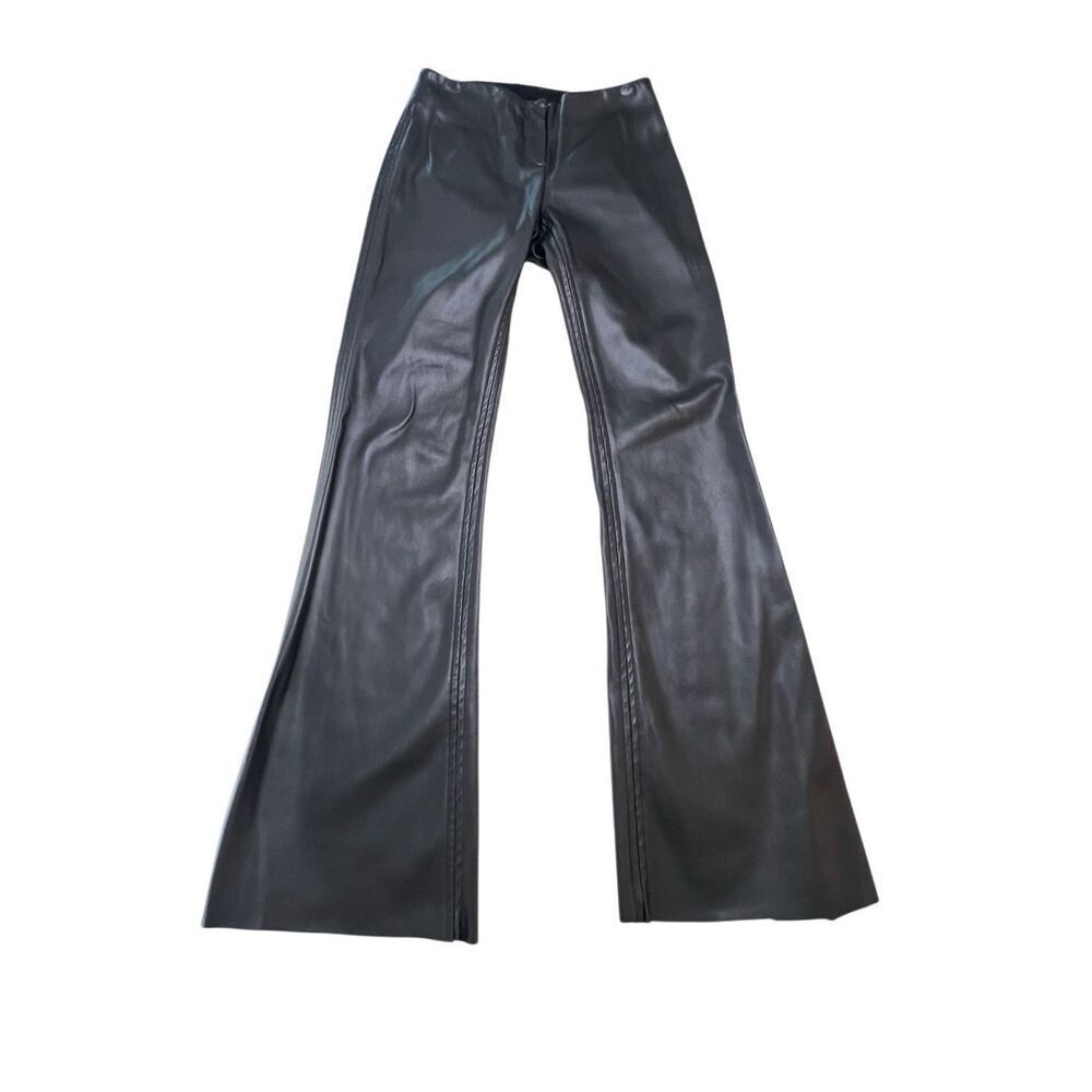 I.AM.GIA Women's High Waisted Faux Leather Stretch Flared Pants Black Size Small